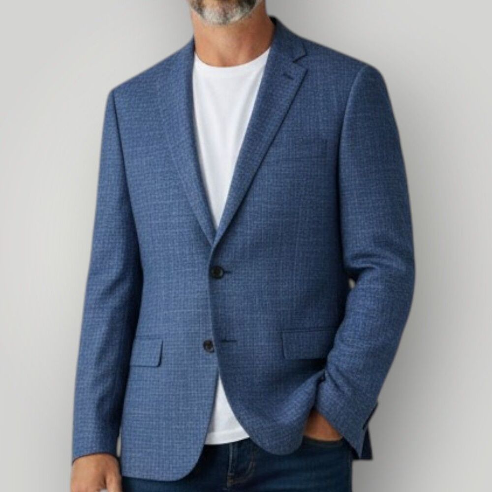 JOSEPH ABBOUD Mens Blazer Sport Coat 2-Button Jacket 52R Blue Silk/Wool/Linen